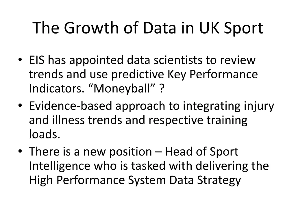 the growth of data in uk sport