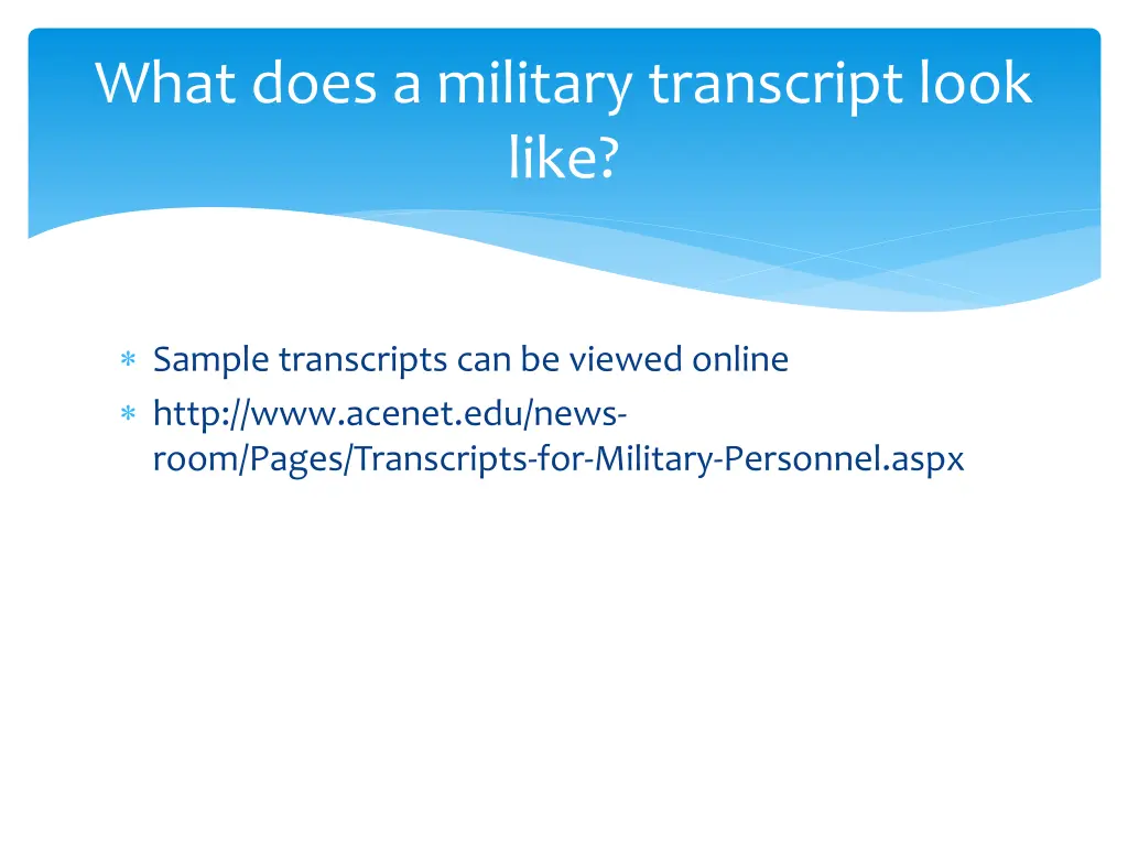 what does a military transcript look like