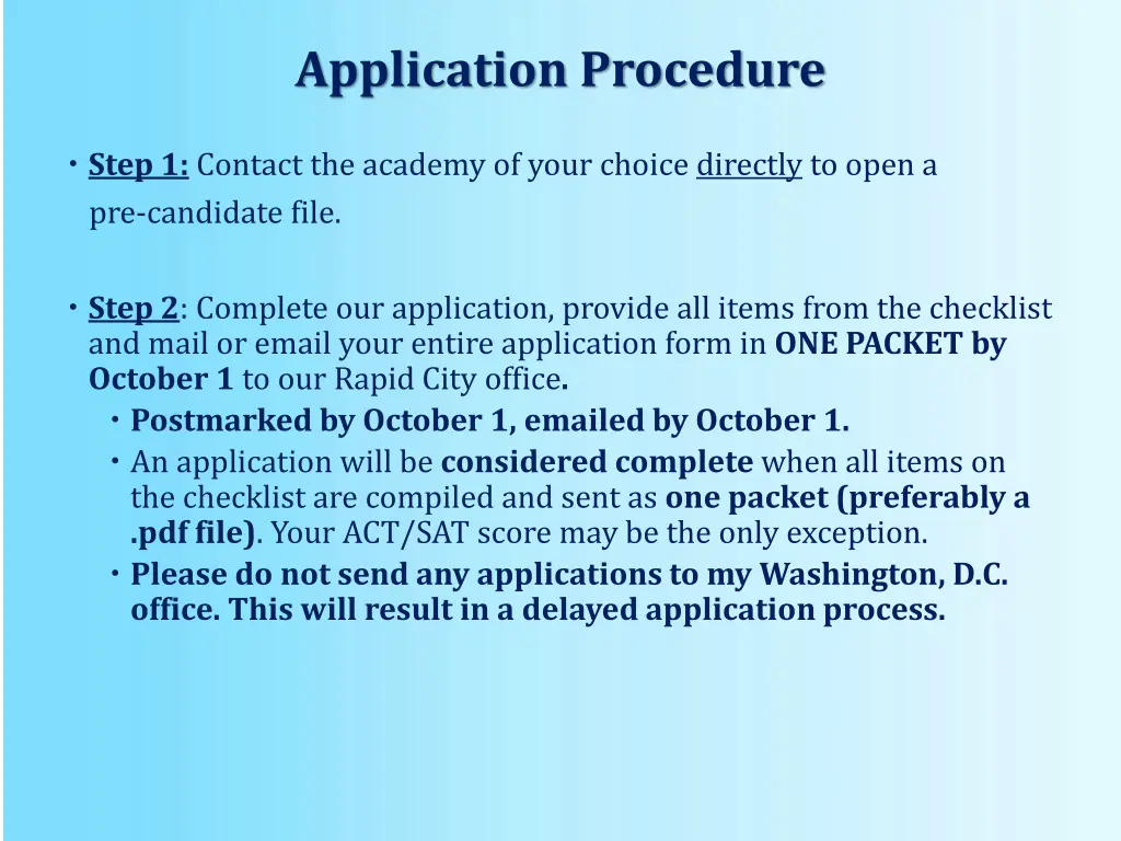 application procedure