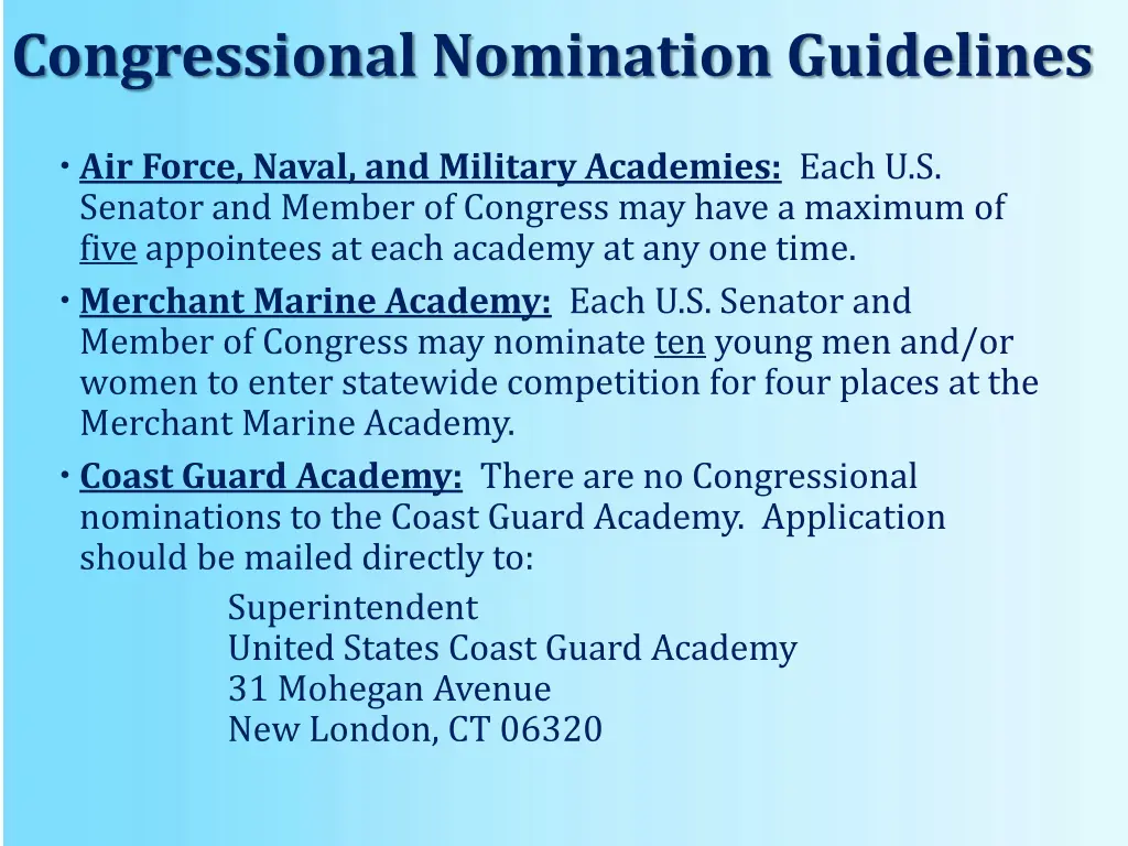 congressional nomination guidelines