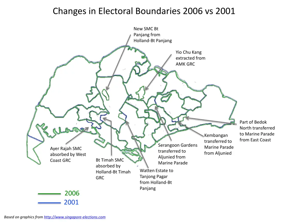 changes in electoral boundaries 2006 vs 2001