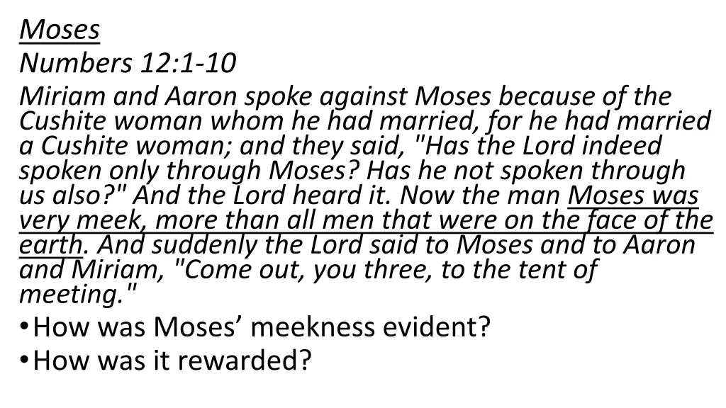 moses numbers 12 1 10 miriam and aaron spoke