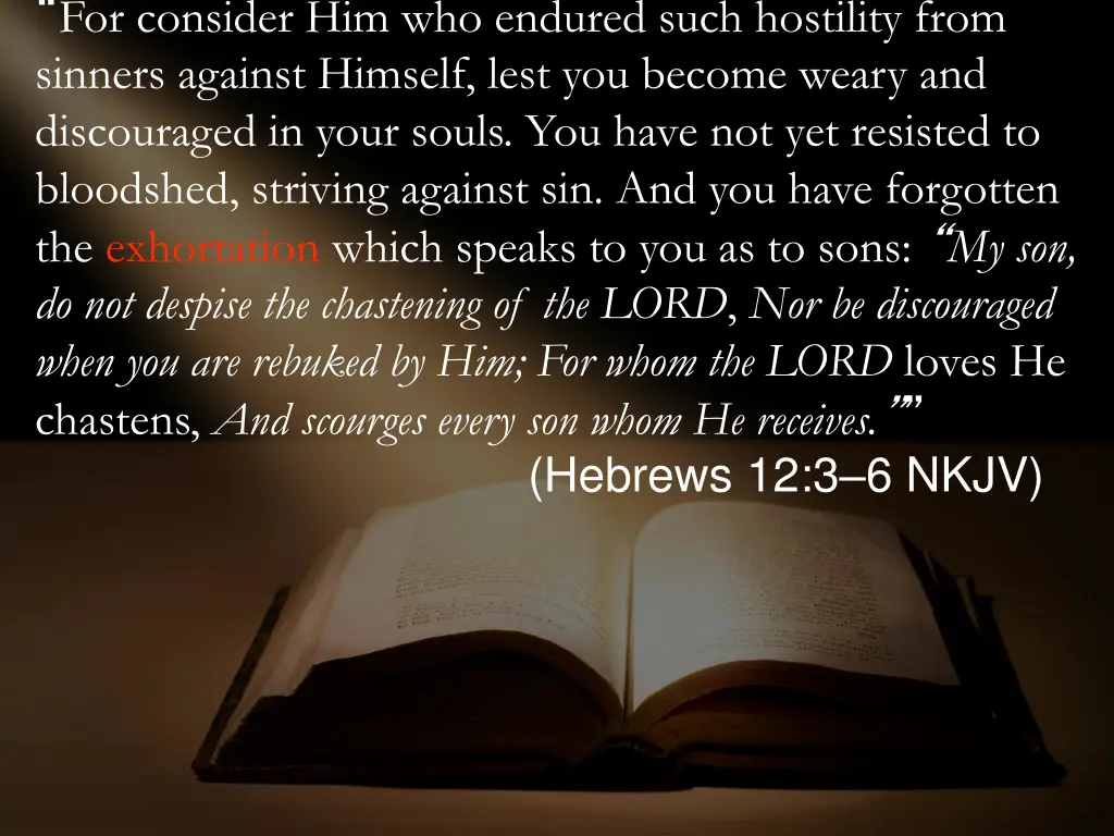 for consider him who endured such hostility from