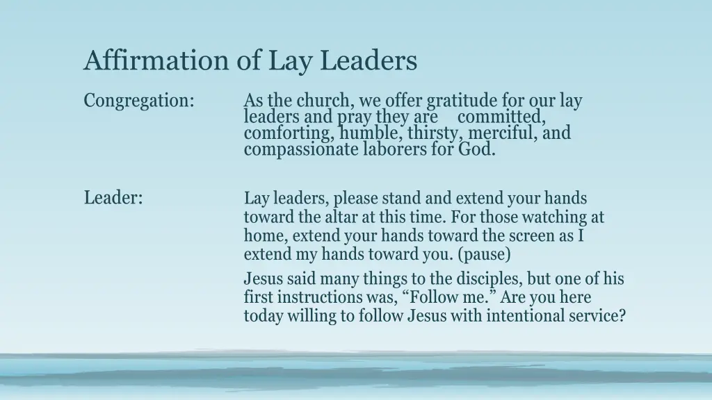 affirmation of lay leaders