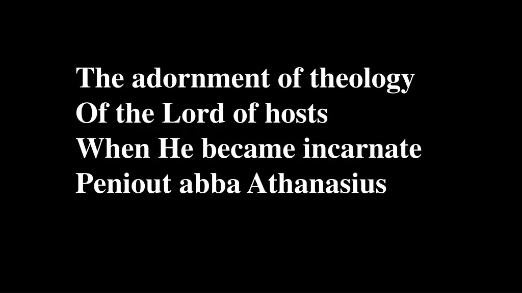 the adornment of theology of the lord of hosts