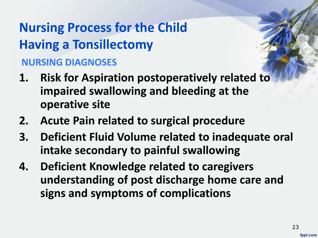 nursing process for the child having