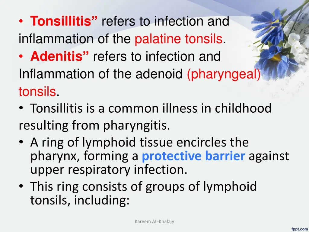 tonsillitis refers to infection and inflammation