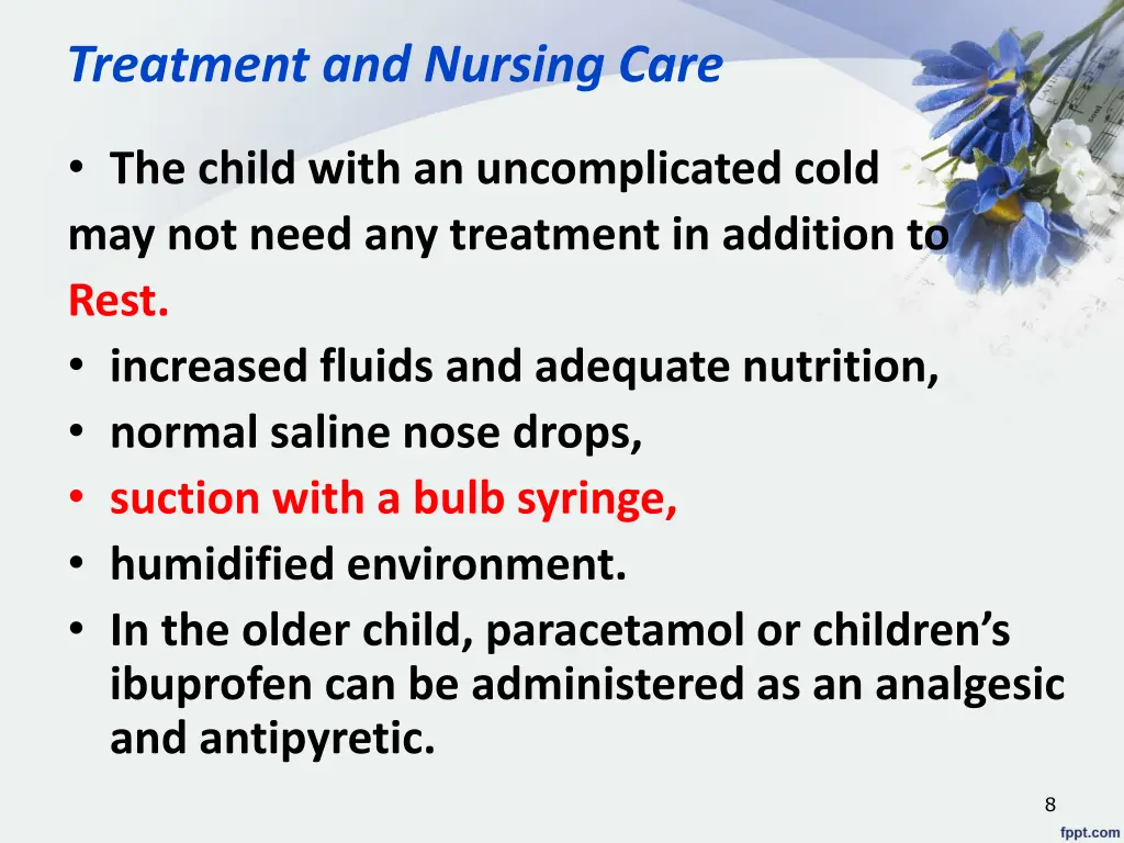 treatment and nursing care