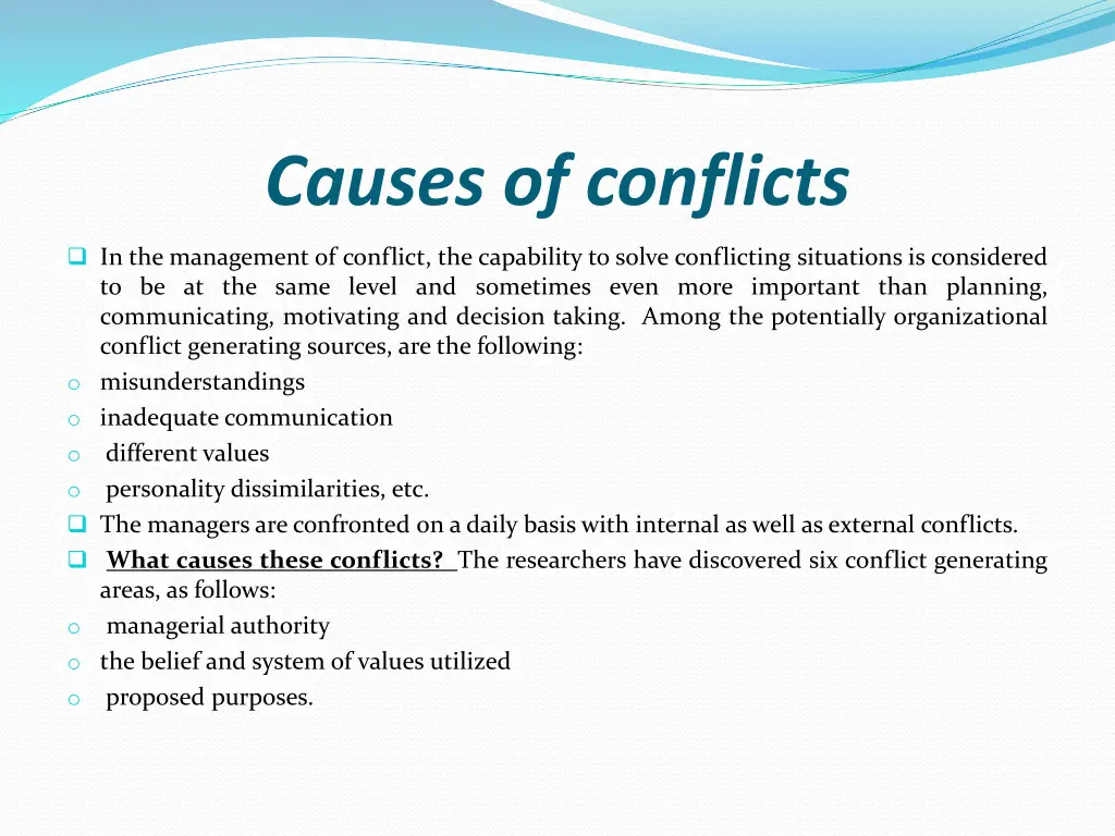 causes of conflicts