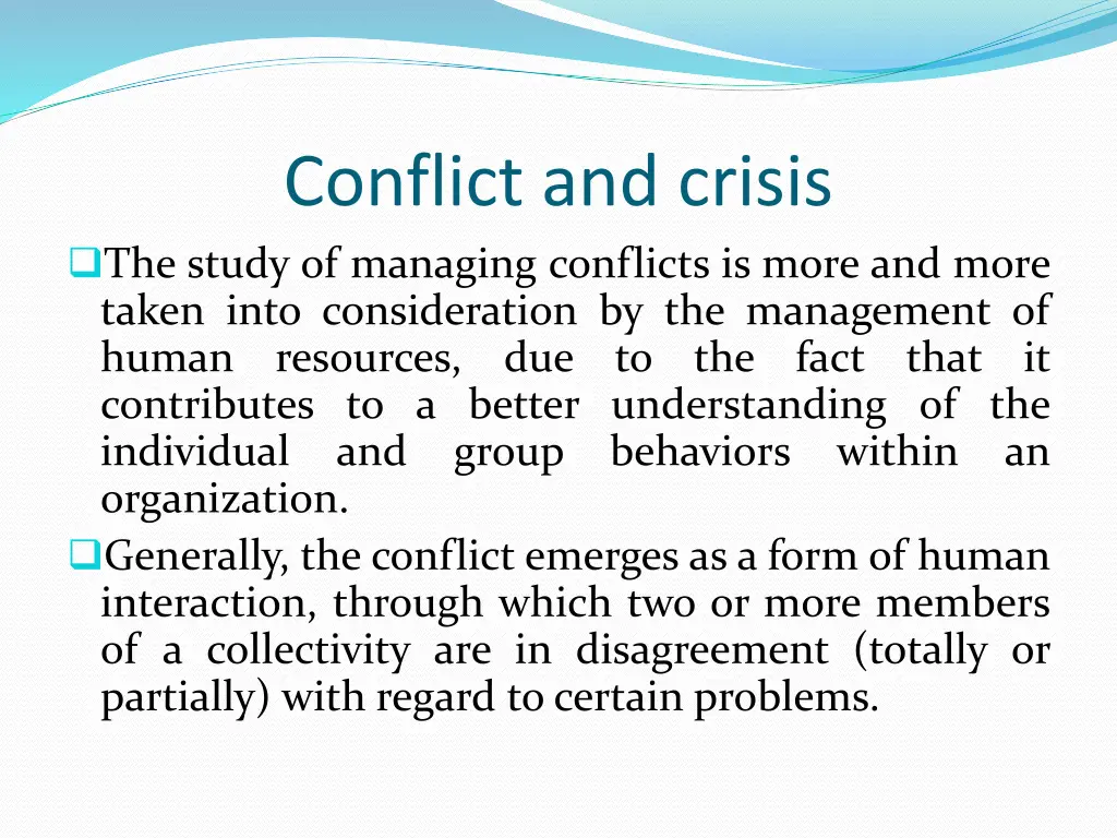 conflict and crisis the study of managing