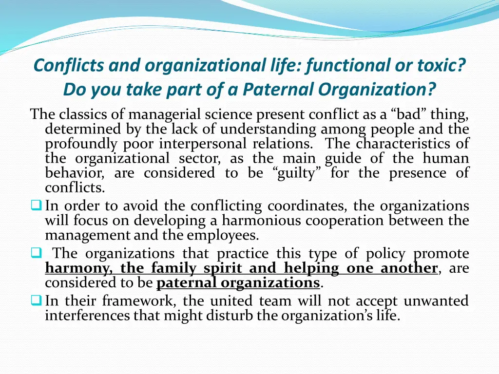 conflicts and organizational life functional 2