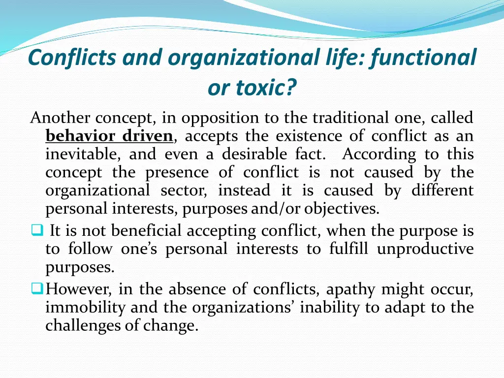 conflicts and organizational life functional 3