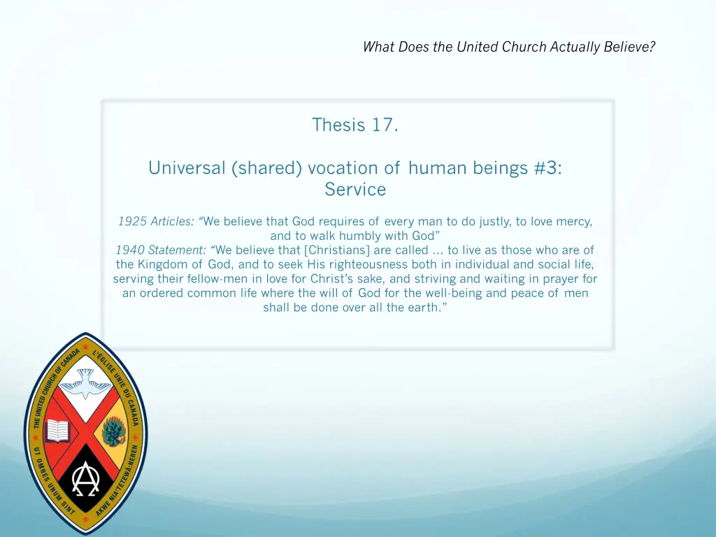 what does the united church actually believe 25