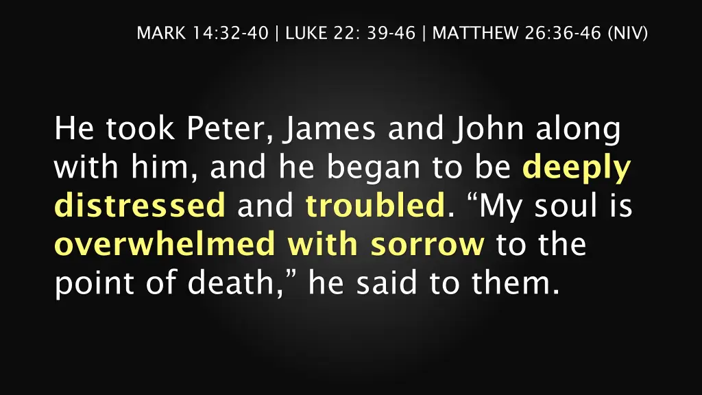 mark 14 32 40 luke 22 39 46 matthew 26 36 46 niv