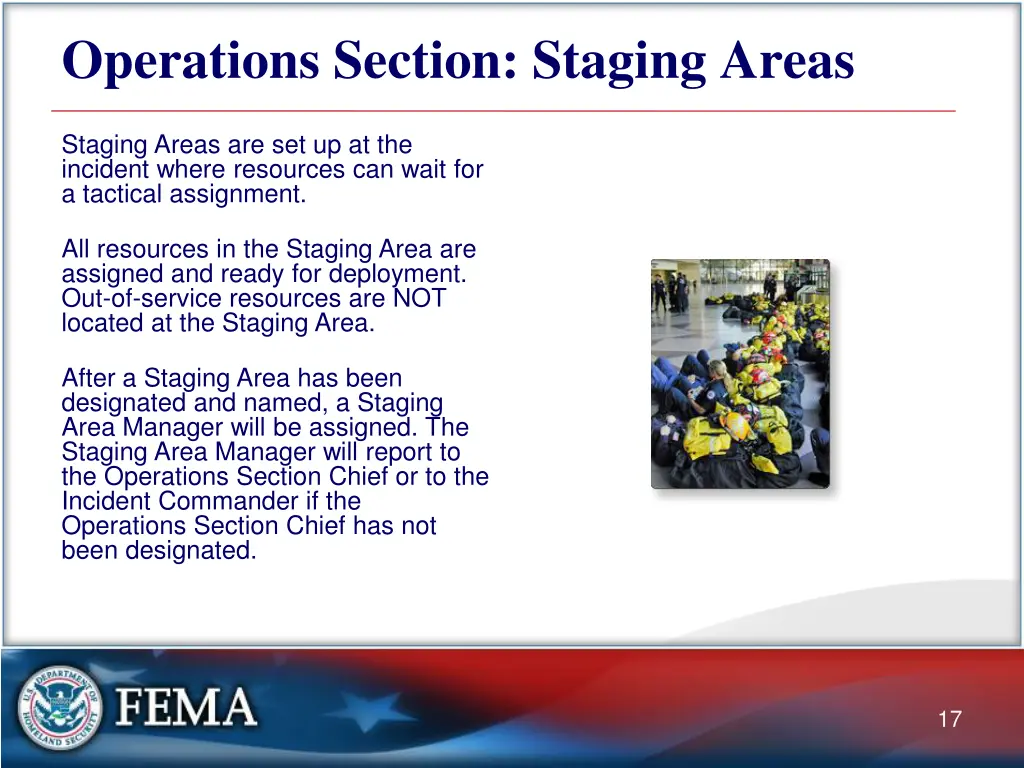 operations section staging areas