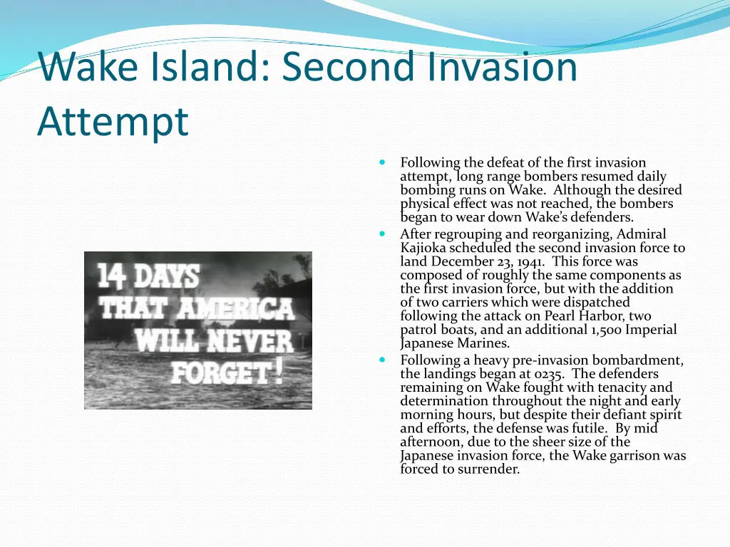 wake island second invasion attempt