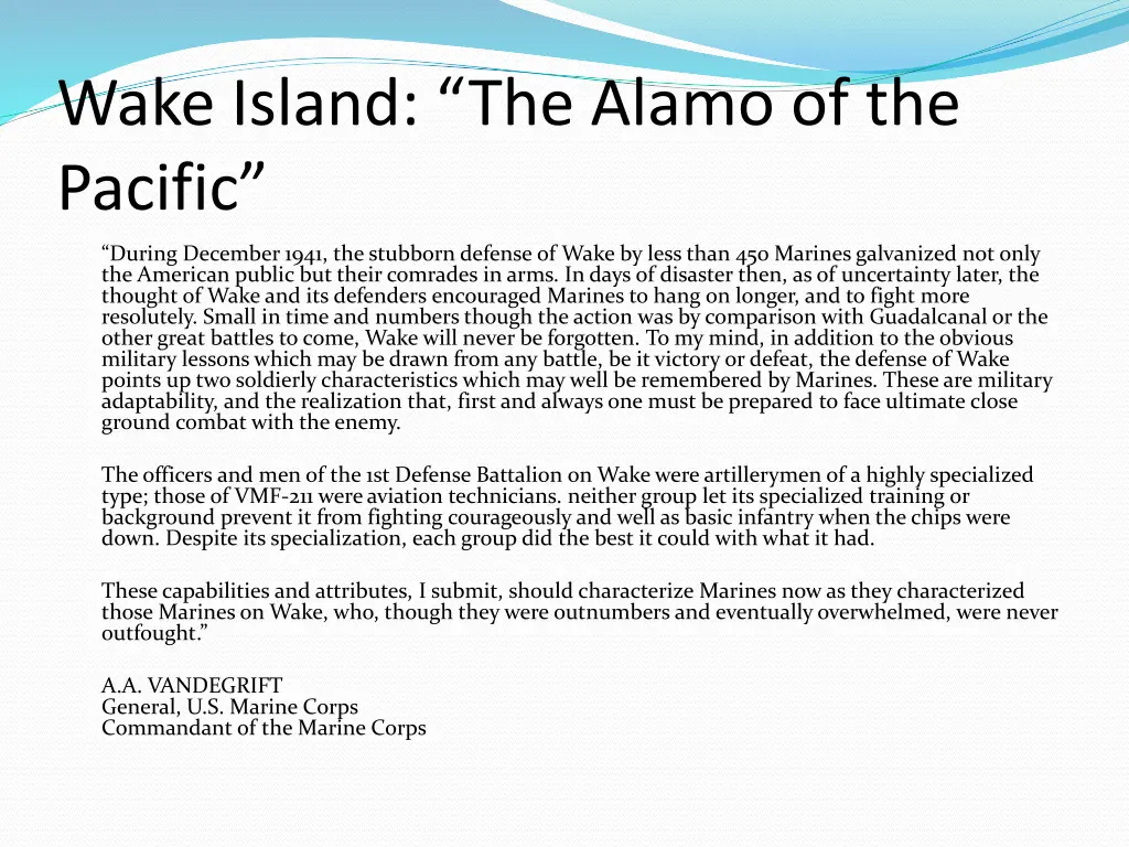 wake island the alamo of the pacific