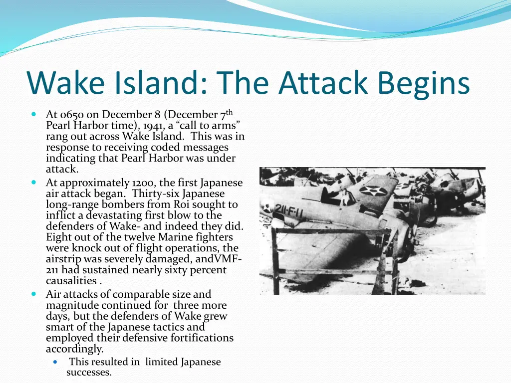 wake island the attack begins