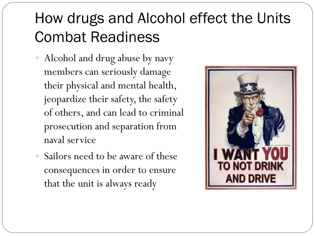 how drugs and alcohol effect the units combat