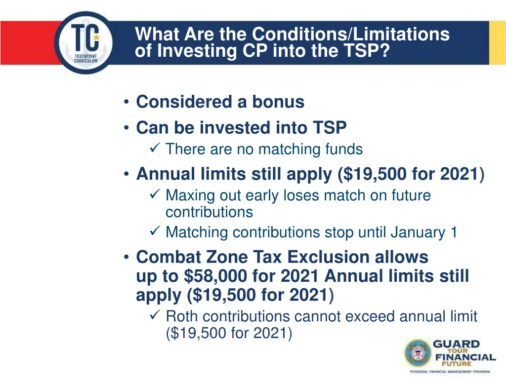 what are the conditions limitations of investing