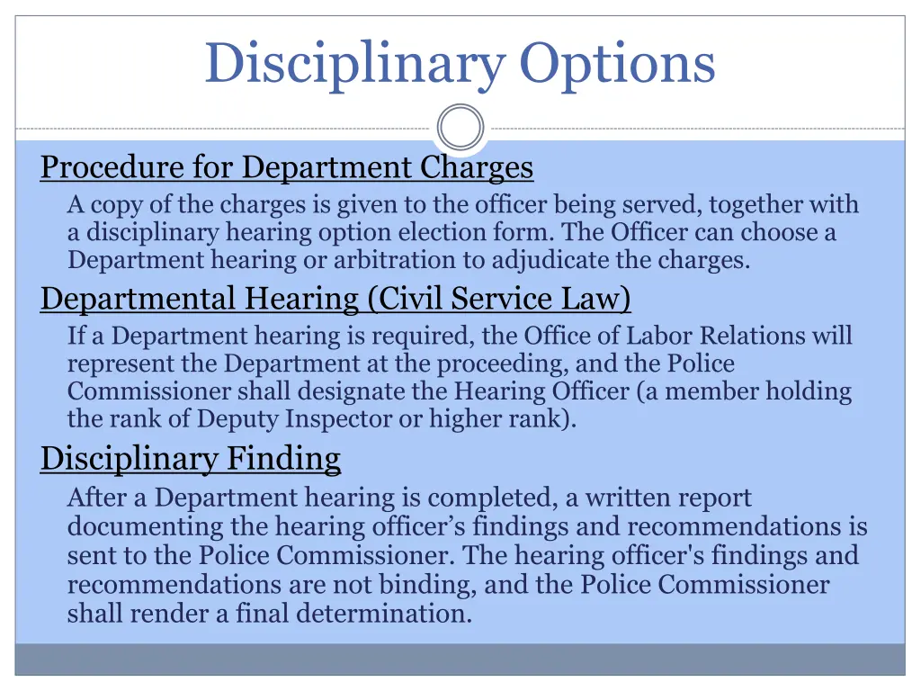 disciplinary options