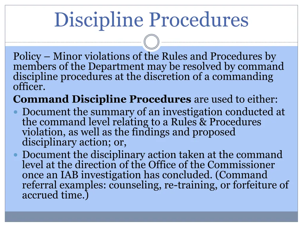 discipline procedures