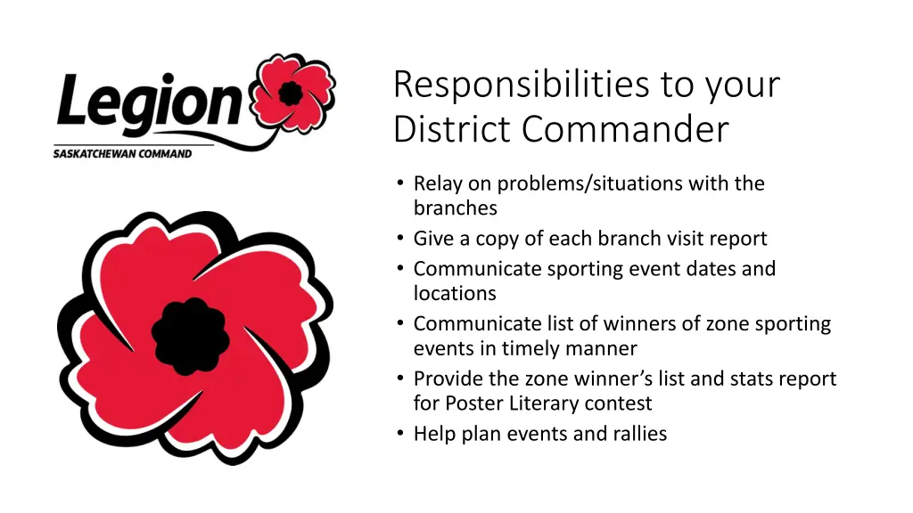 responsibilities to your district commander