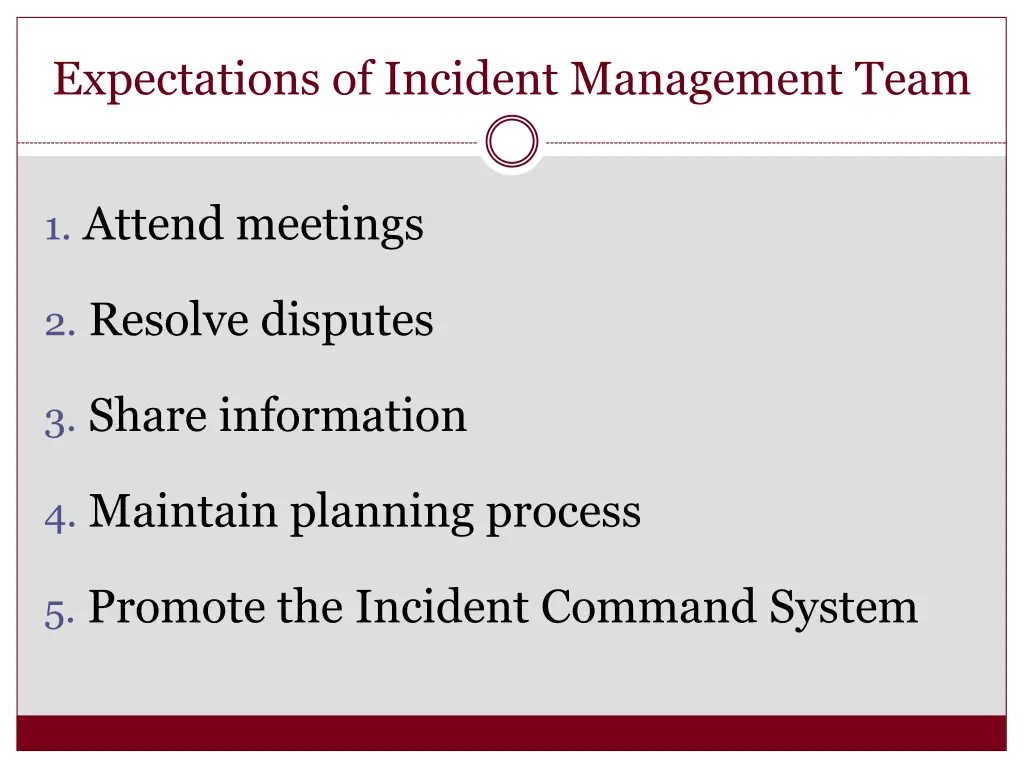 expectations of incident management team 1