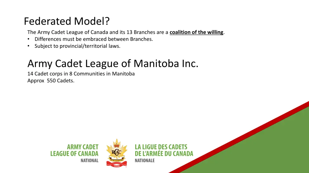 federated model the army cadet league of canada