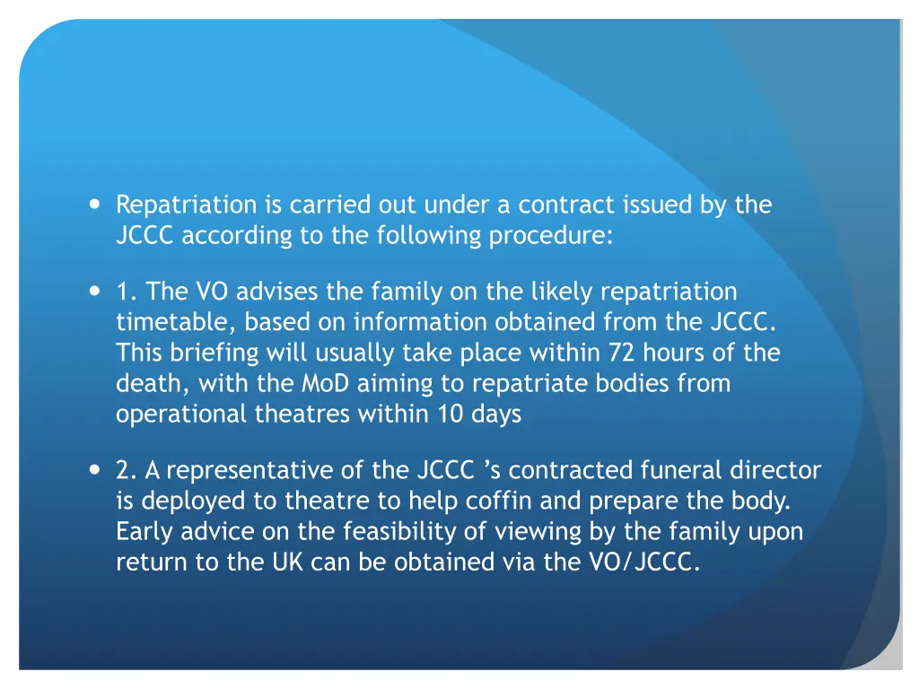 repatriation is carried out under a contract