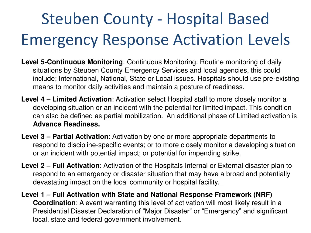 steuben county hospital based emergency response