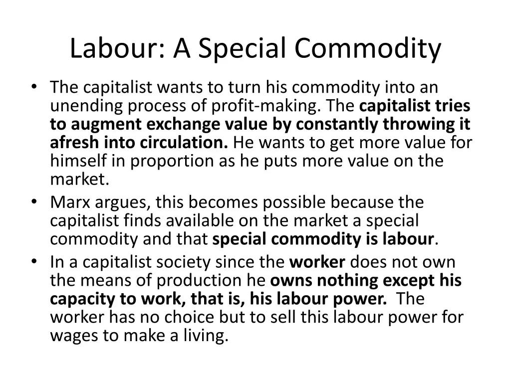 labour a special commodity