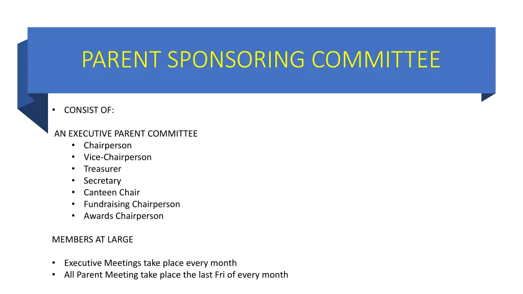 parent sponsoring committee 1