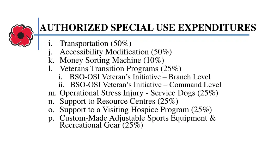 authorized special use expenditures 1