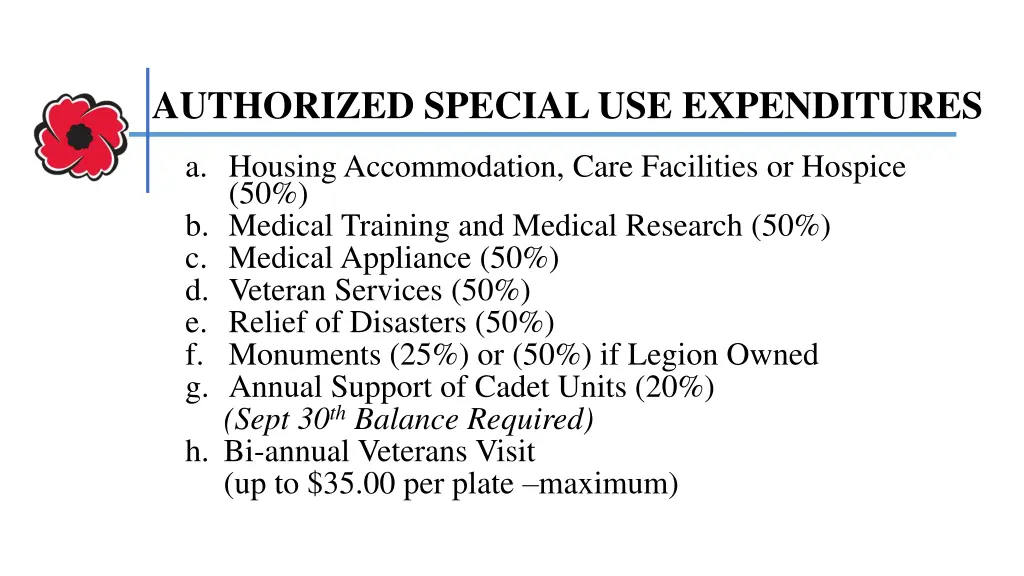 authorized special use expenditures