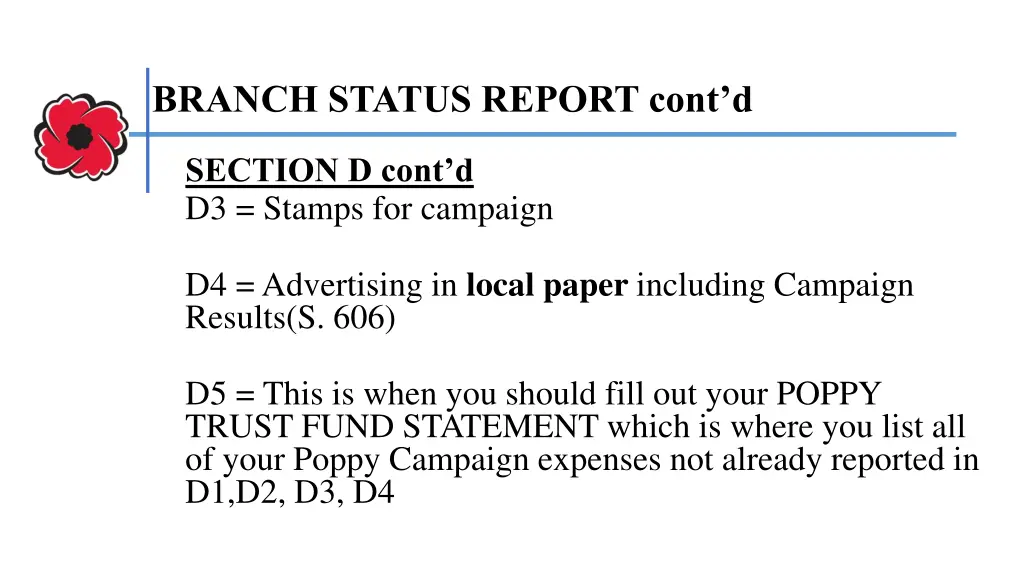 branch status report cont d 2