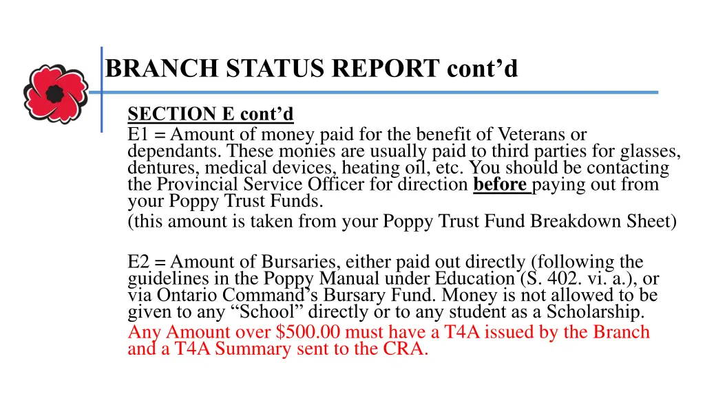 branch status report cont d 4