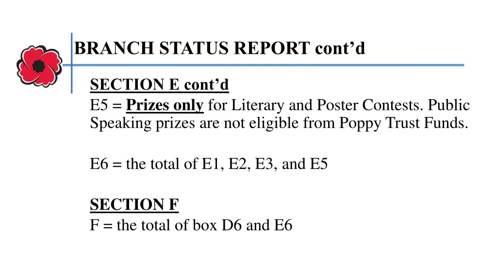 branch status report cont d 6