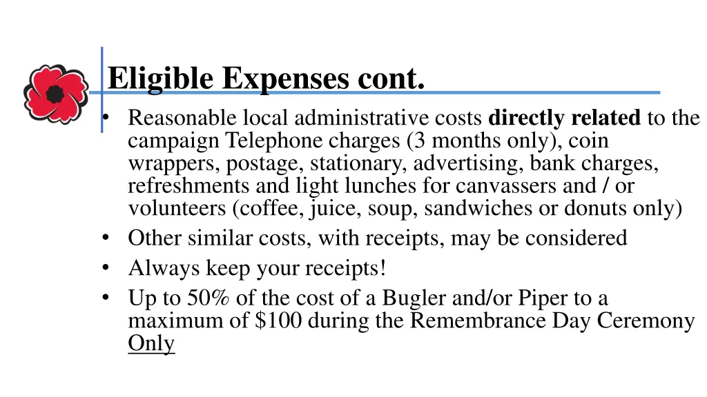 eligible expenses cont