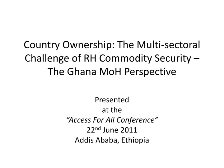 country ownership the multi sectoral challenge