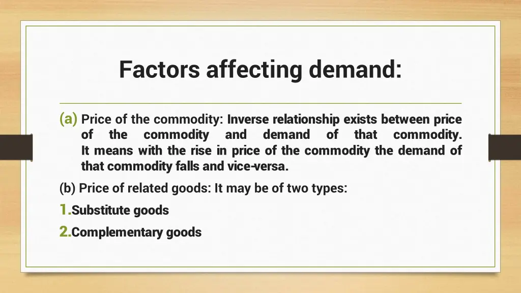 factors affecting demand