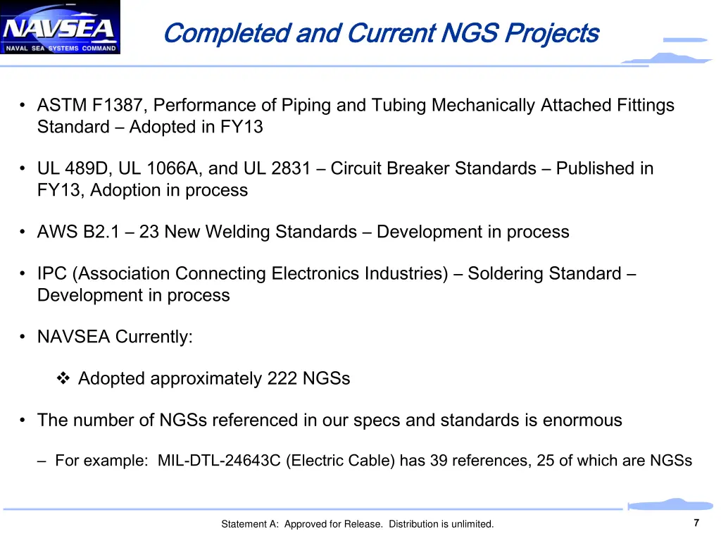 completed and current ngs projects completed