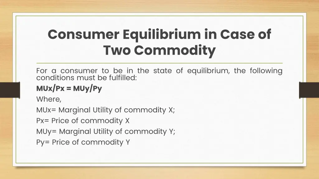 consumer equilibrium in case of two commodity