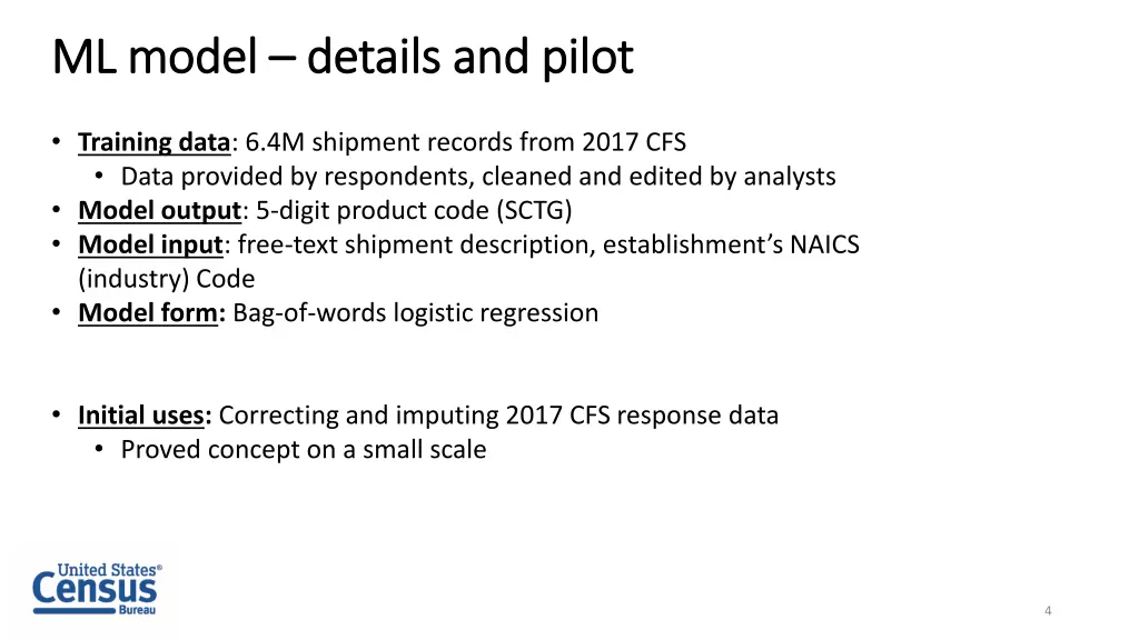 ml model ml model details and pilot details