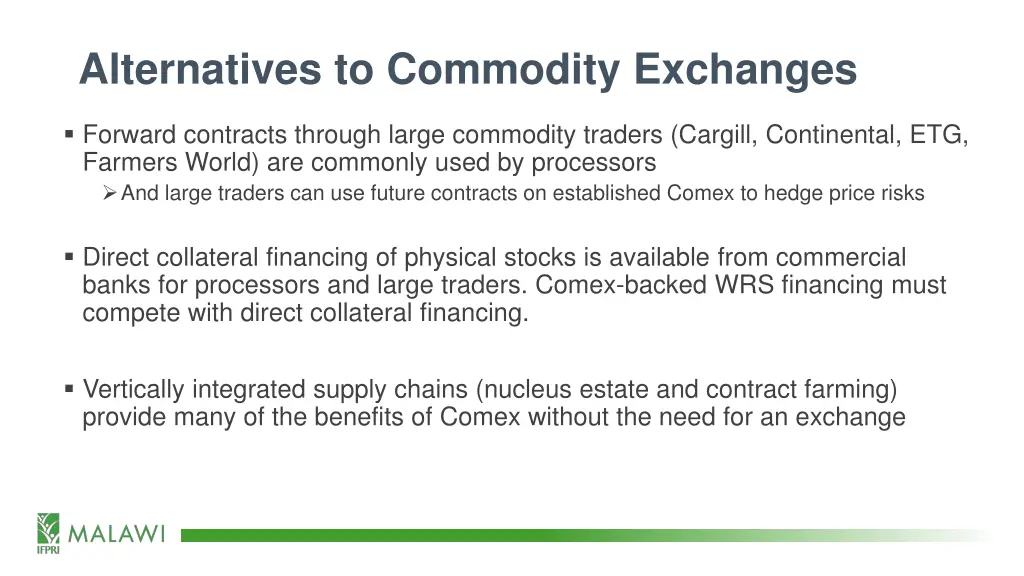 alternatives to commodity exchanges