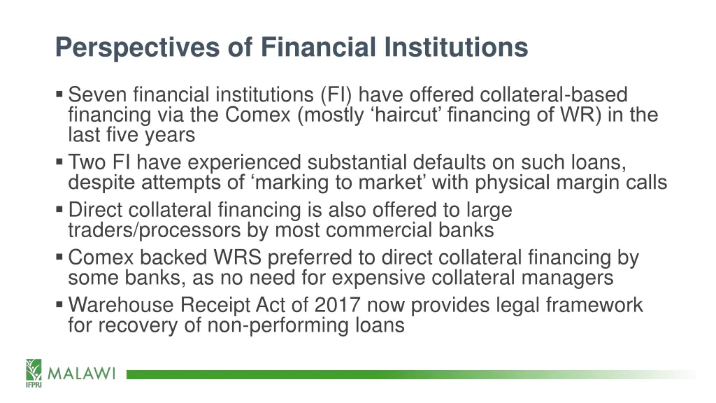 perspectives of financial institutions