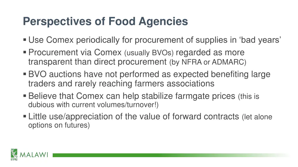 perspectives of food agencies