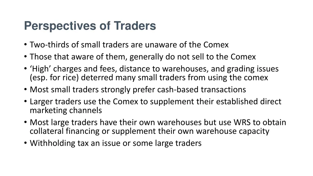 perspectives of traders