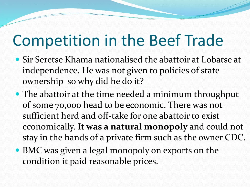 competition in the beef trade