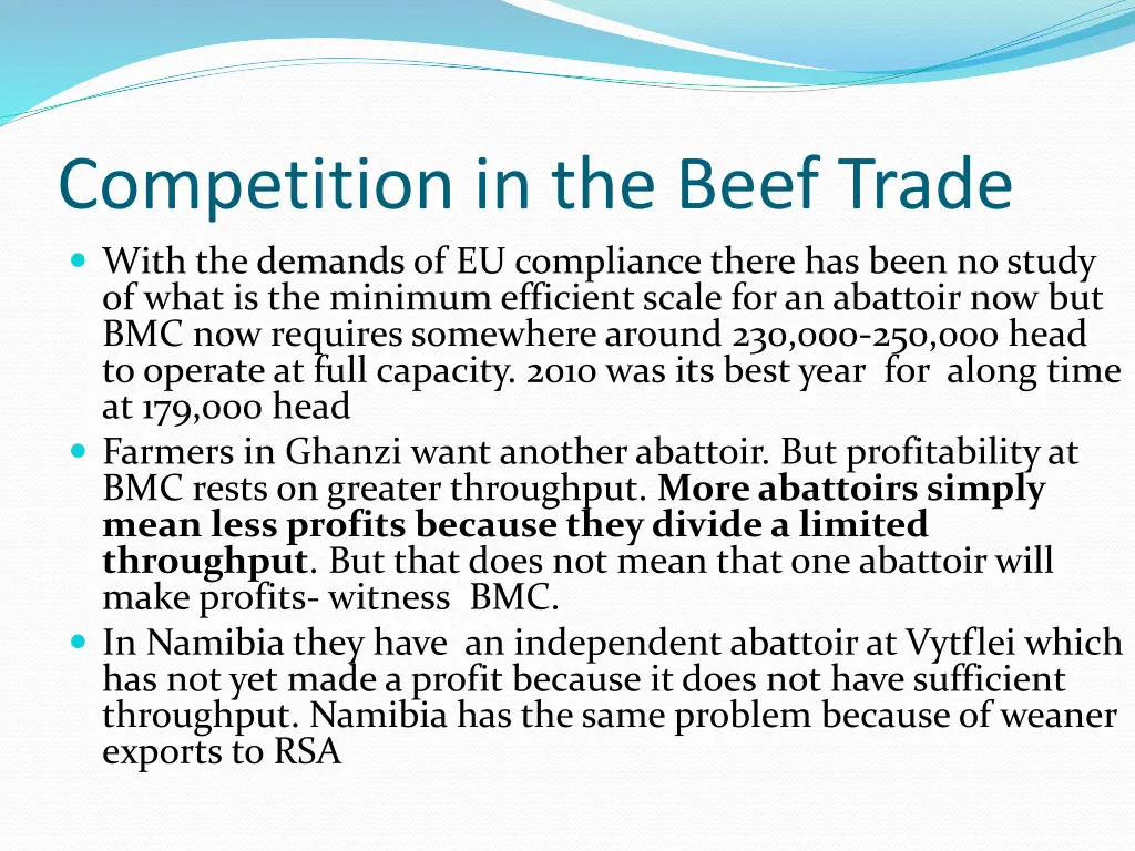 competition in the beef trade with the demands